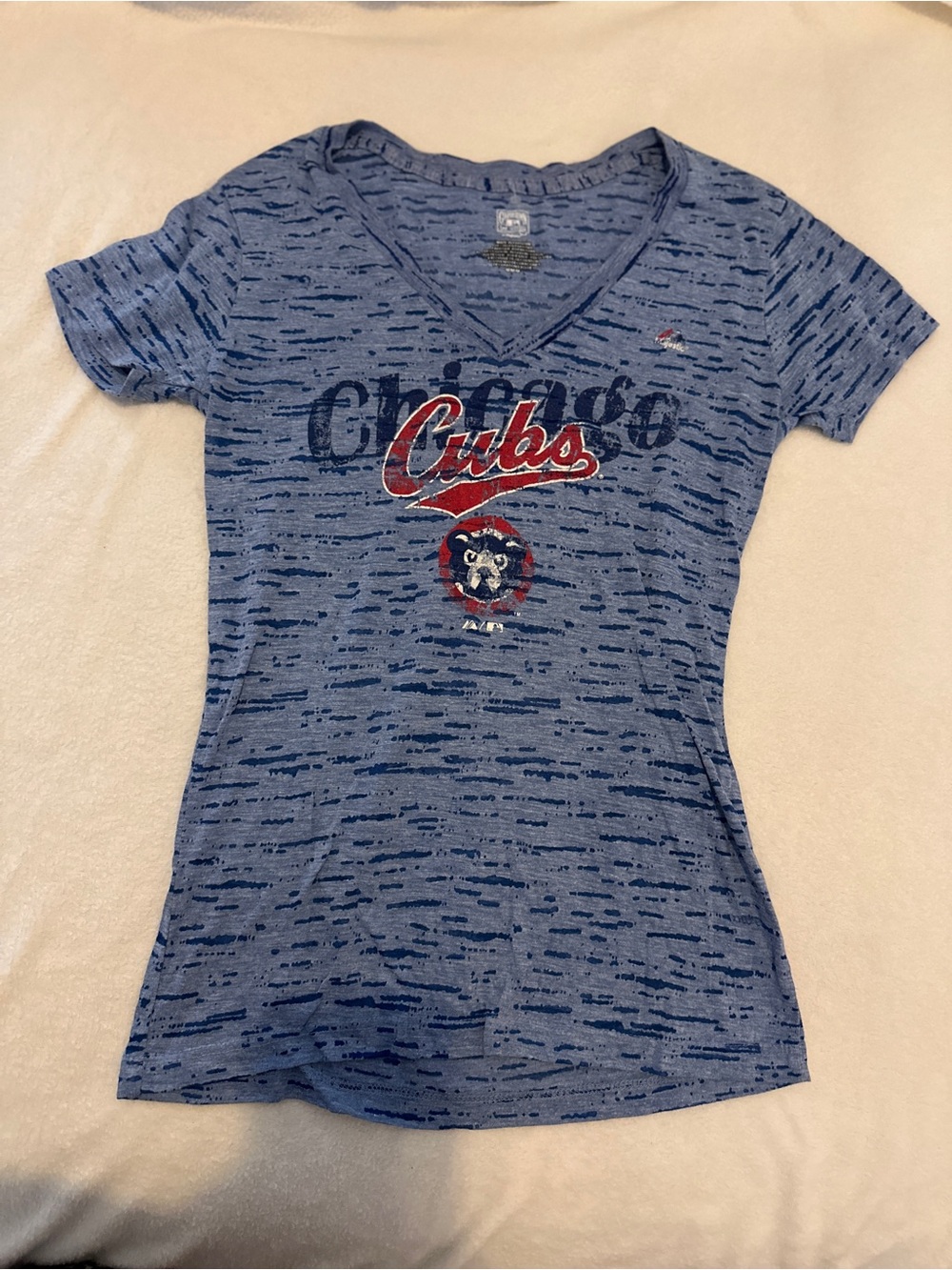 Chicago Cubs Women's Short Sleeve V-Neck Tee - Blue